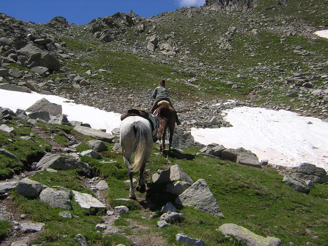 Ruta entre neu i roca a l'alta muntanya